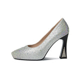 Irene Sparkly Gold Platform Heels Newgew